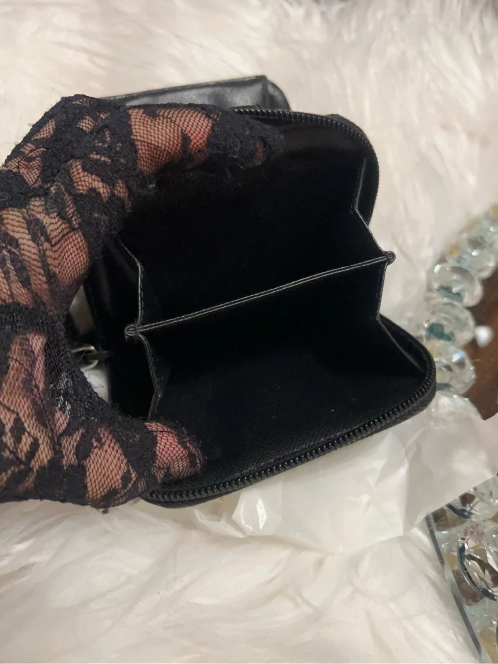 Prada Black Nylon Zip Around Compact Wallet with Triangle Logo